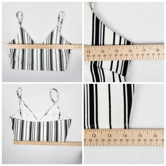 Windsor Womens Crop Top Lined Size M White with Black Stripes - Picture 5 of 8